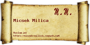 Micsek Milica névjegykártya